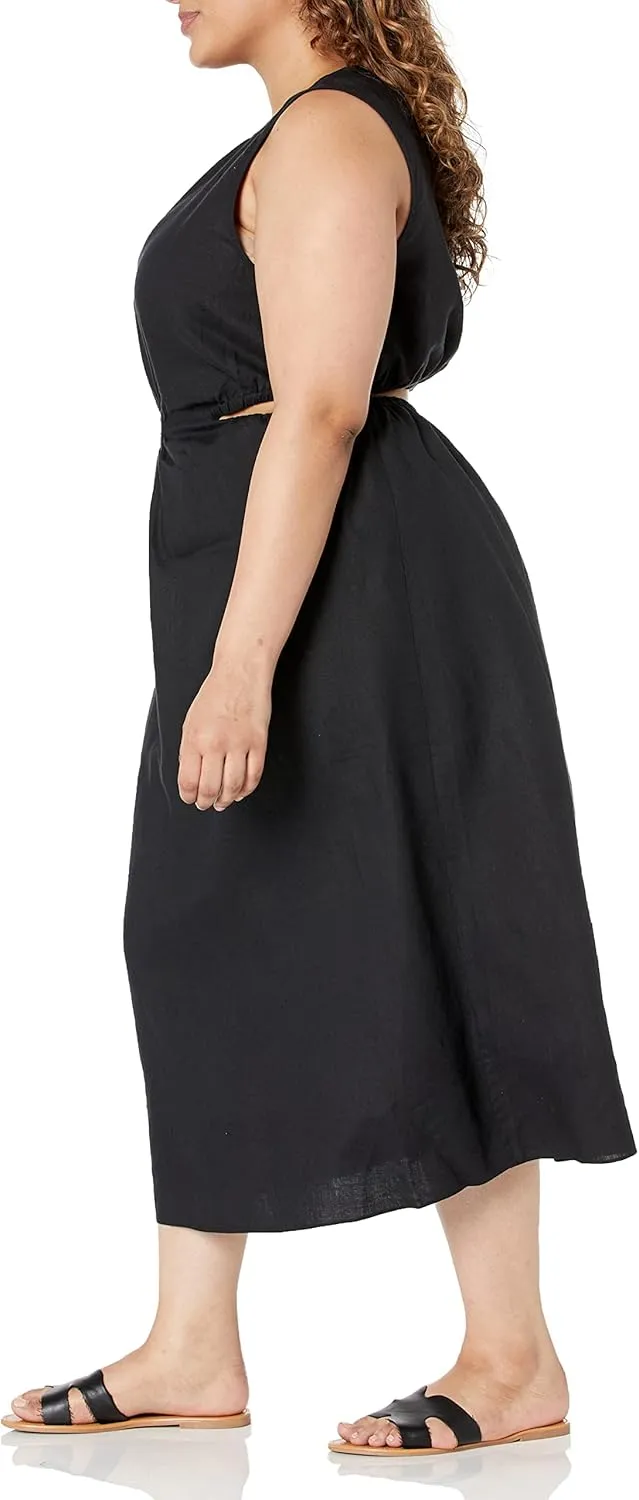 The Drop Women's Sade Linen Cut Out Midi