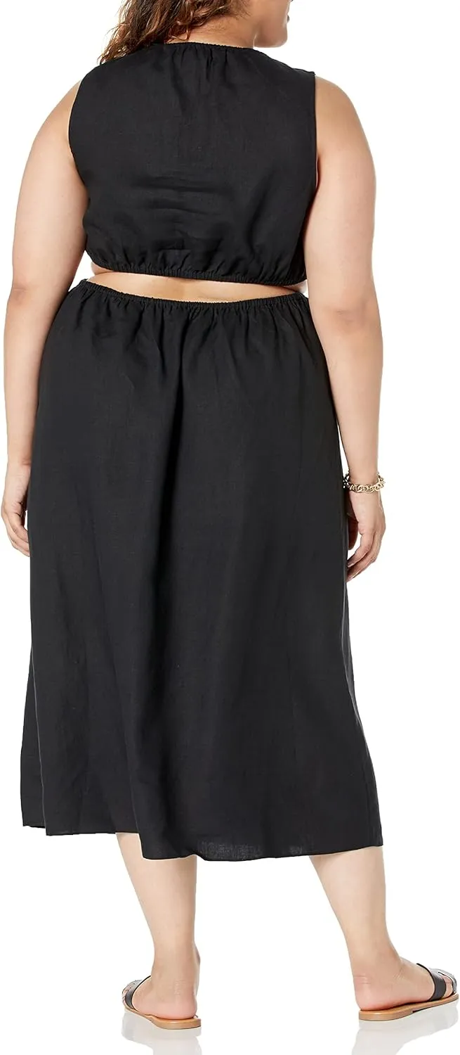 The Drop Women's Sade Linen Cut Out Midi