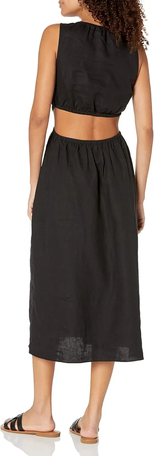 The Drop Women's Sade Linen Cut Out Midi