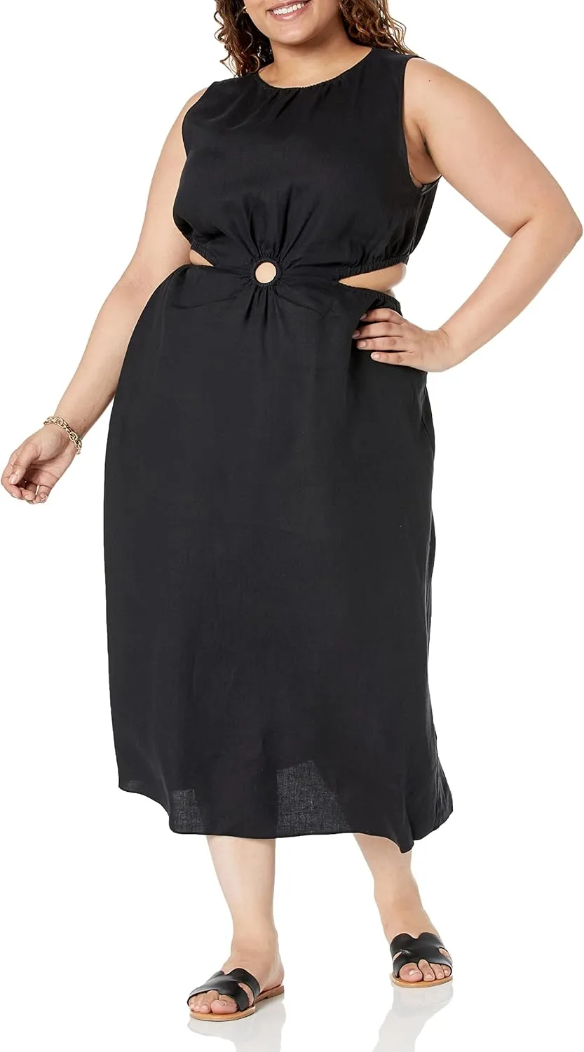 The Drop Women's Sade Linen Cut Out Midi