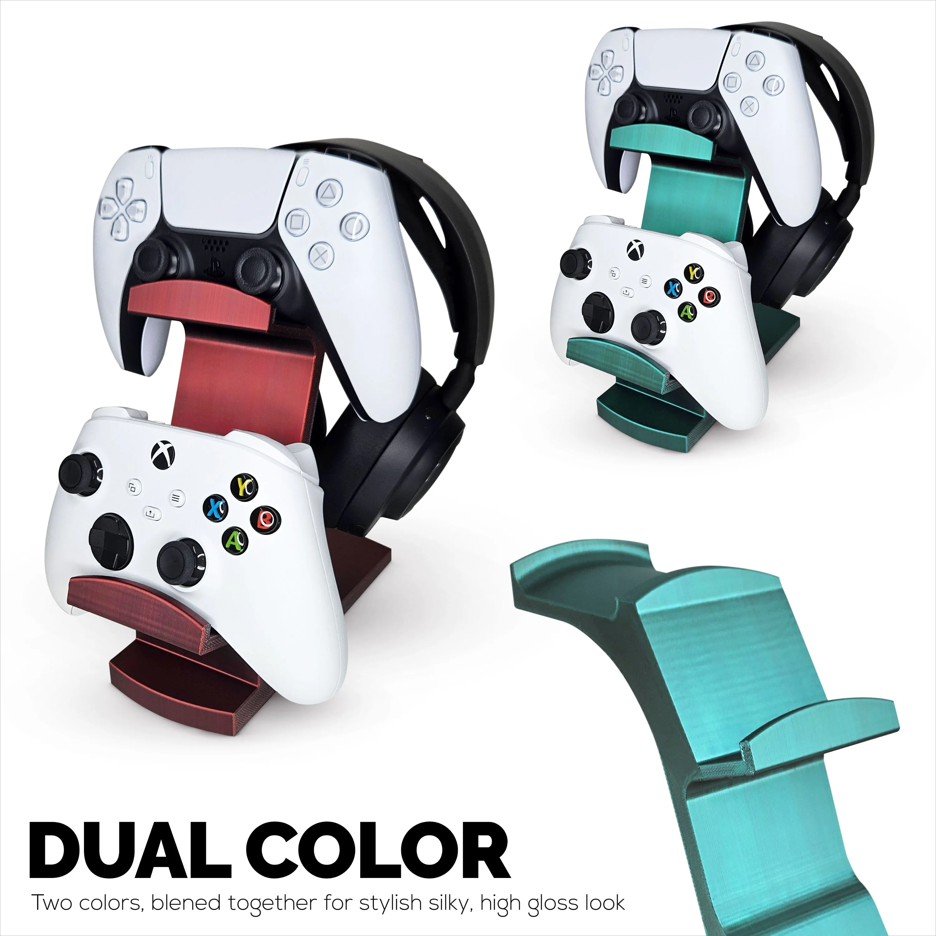 The Gravitas - Headphone Stand & Game Controller Holder for Desks - Universal Design for All Types Of Headsets & Gamepads
