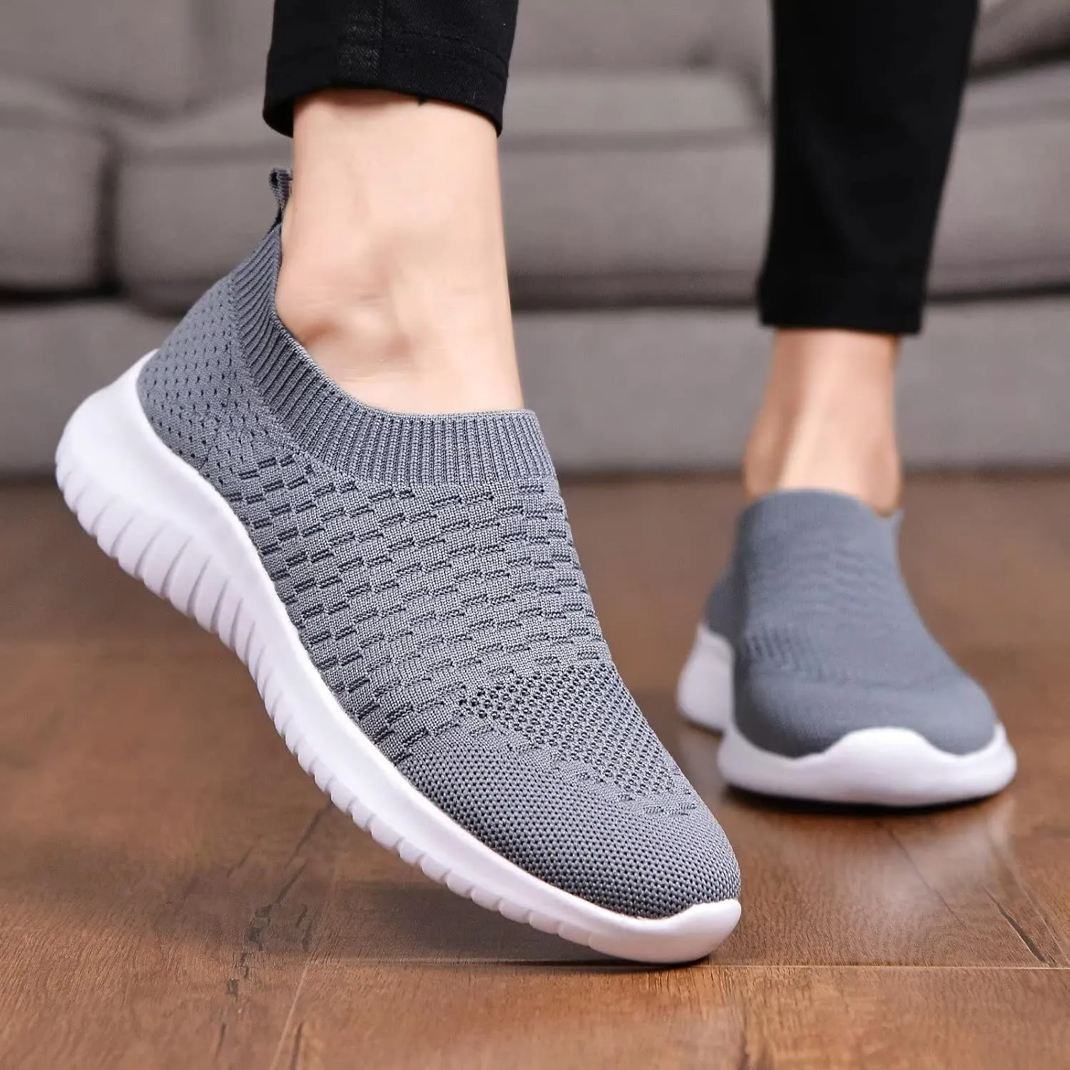 TIOSEBON Women's Athletic Walking Shoes Slip On Casual Mesh-Comfortable Tennis Workout Sneakers