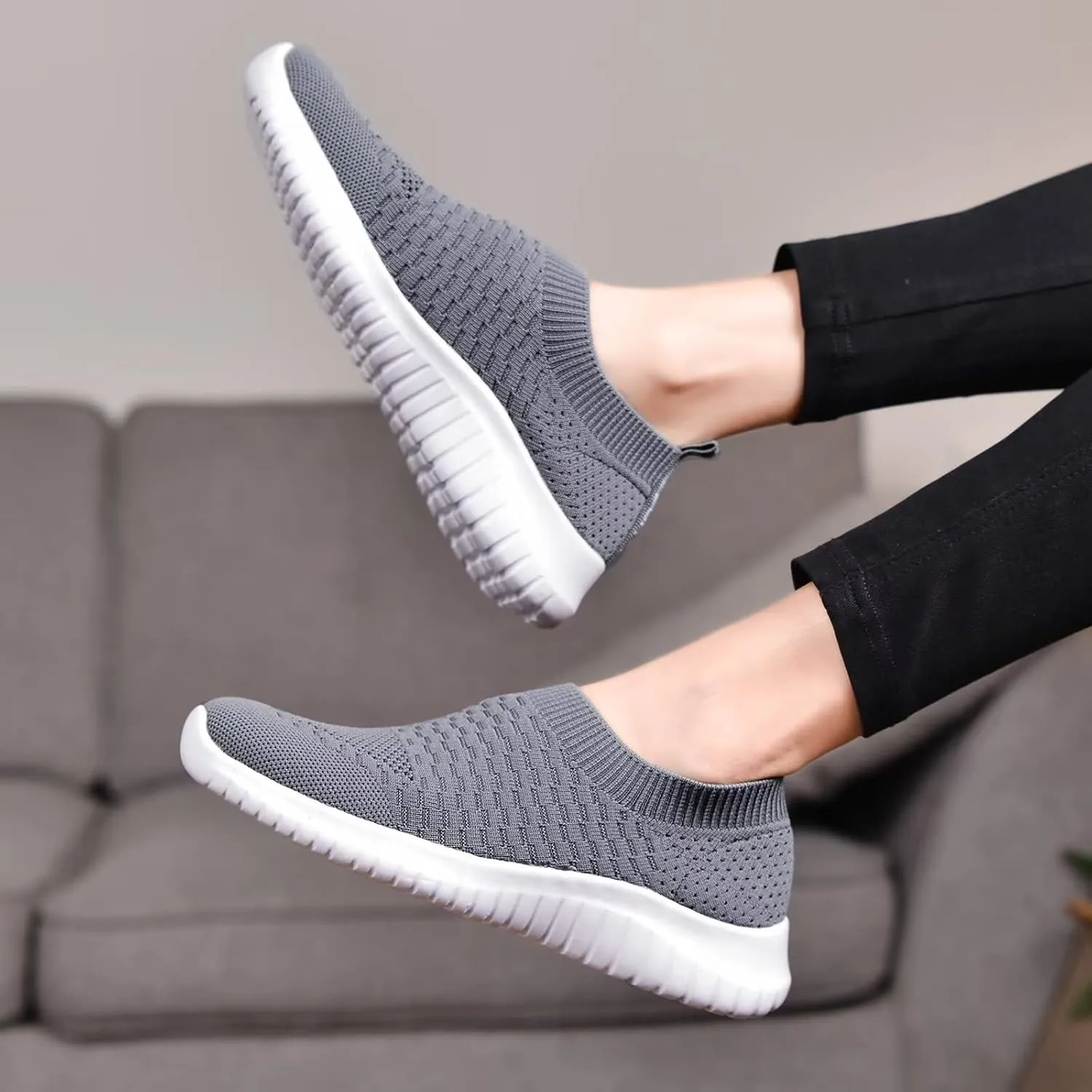 TIOSEBON Women's Athletic Walking Shoes Slip On Casual Mesh-Comfortable Tennis Workout Sneakers