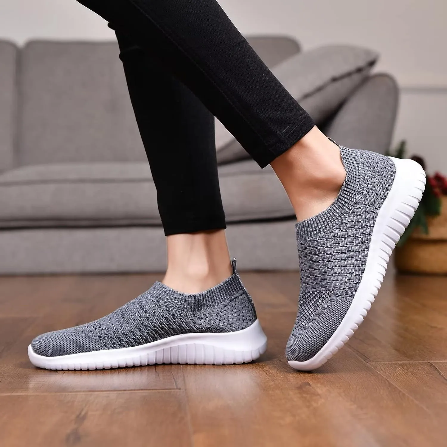 TIOSEBON Women's Athletic Walking Shoes Slip On Casual Mesh-Comfortable Tennis Workout Sneakers