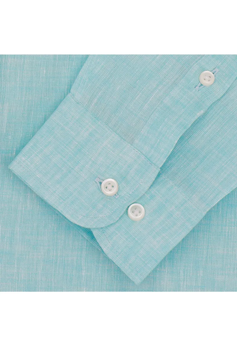 Turquoise blue linen shirt - 032250- 02