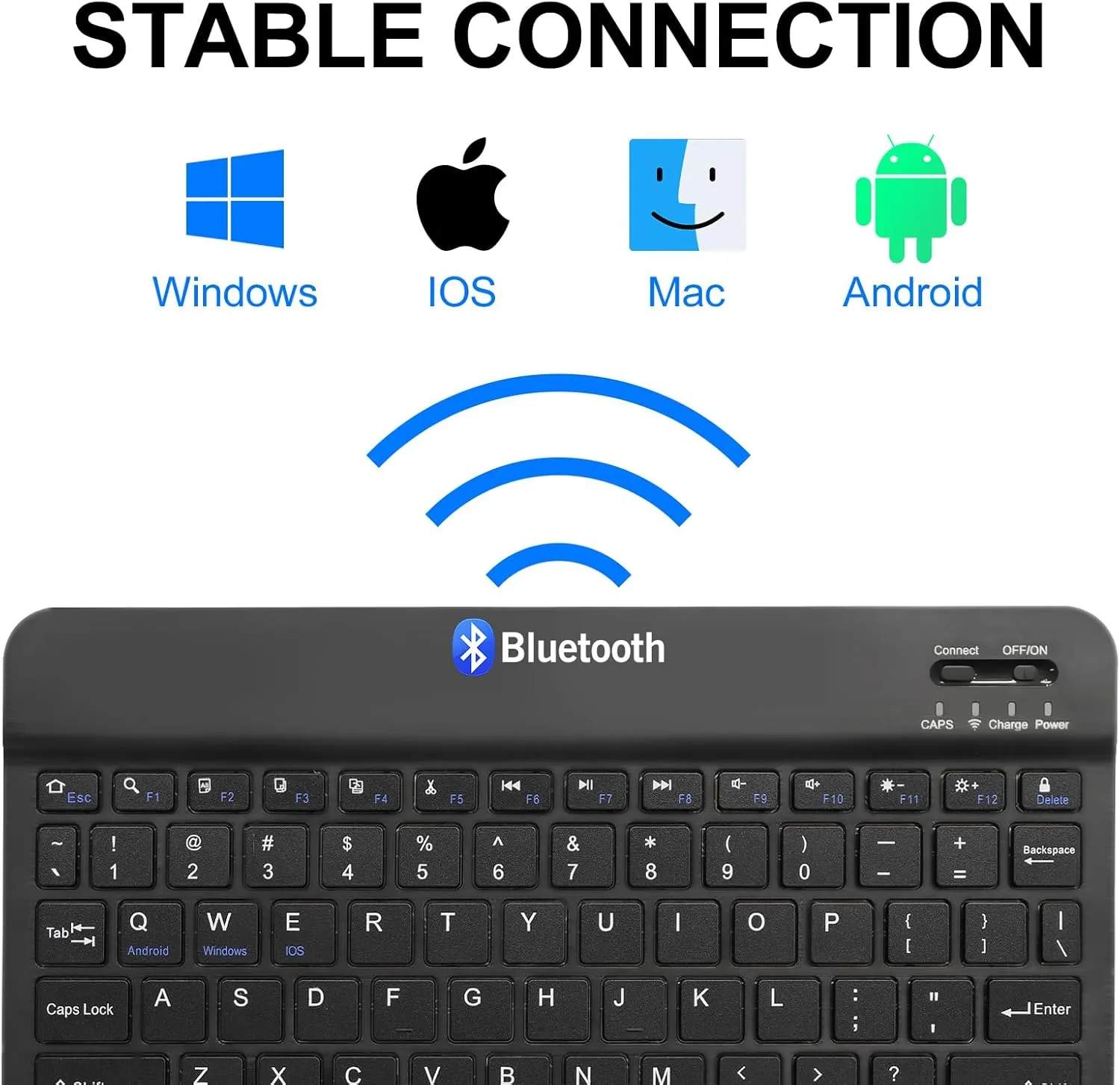 Ultra-Slim Bluetooth Keyboard for iPad 10th/9th/8th Gen/Air/Pro/Mini, iPhone & Tablets - Rechargeable 20-Day Battery, Portable 10" Wireless Keyboard with Scissor Switch Keys (Black)