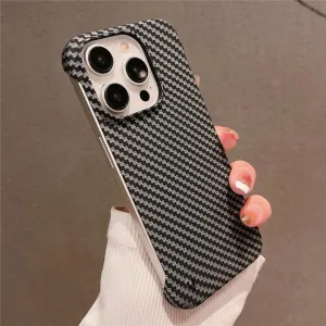 Ultra Thin Carbon Fibre Pattern Frameless Phone Case for iPhone 15 11 12 13 14 Pro Max Mini XR X XS 7 8 Plus SE Slim Hard Cover,Black,for iPhone Xs Max