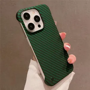 Ultra Thin Carbon Fibre Pattern Frameless Phone Case for iPhone 15 11 12 13 14 Pro Max Mini XR X XS 7 8 Plus SE Slim Hard Cover,Dark Green,for iPhone Xs Max