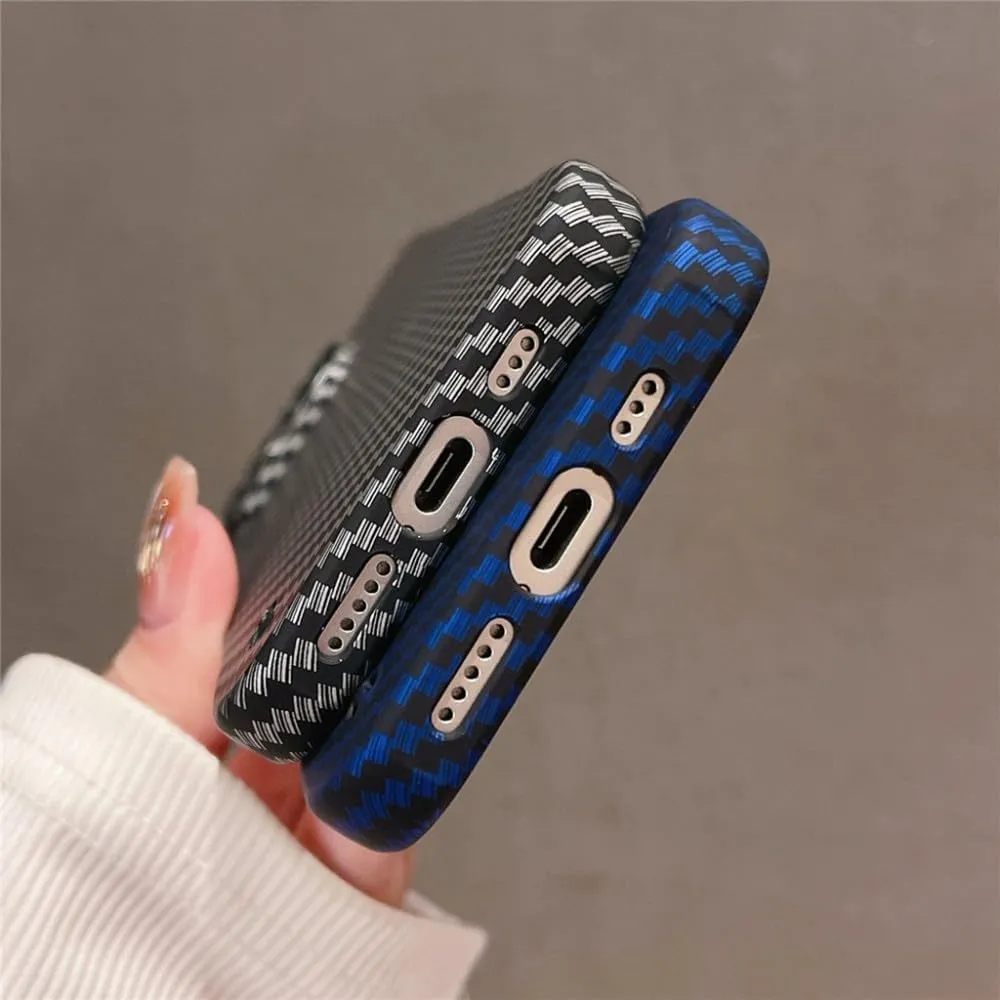 Ultra Thin Carbon Fibre Pattern Frameless Phone Case for iPhone 15 11 12 13 14 Pro Max Mini XR X XS 7 8 Plus SE Slim Hard Cover,Wine Red,for iPhone Xs Max