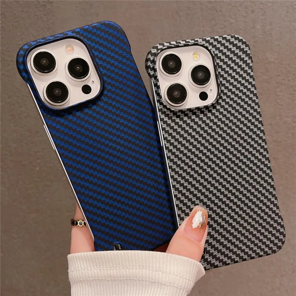 Ultra Thin Carbon Fibre Pattern Frameless Phone Case for iPhone 15 11 12 13 14 Pro Max Mini XR X XS 7 8 Plus SE Slim Hard Cover,Wine Red,for iPhone Xs Max