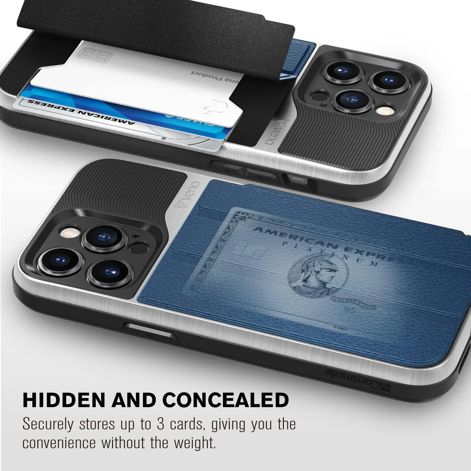 VENA vCommute Wallet Case Compatible with Apple iPhone 14 Pro Max (6.7"-inch), (Military Grade Drop Protection) Flip Leather Cover Card Slot Holder with Kickstand - Blue