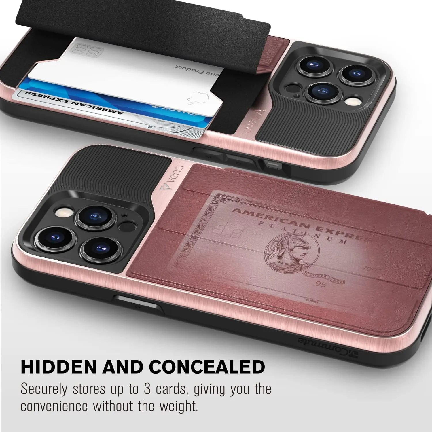 VENA vCommute Wallet Case Compatible with Apple iPhone 14 Pro Max (6.7"-inch), (Military Grade Drop Protection) Flip Leather Cover Card Slot Holder with Kickstand - Red