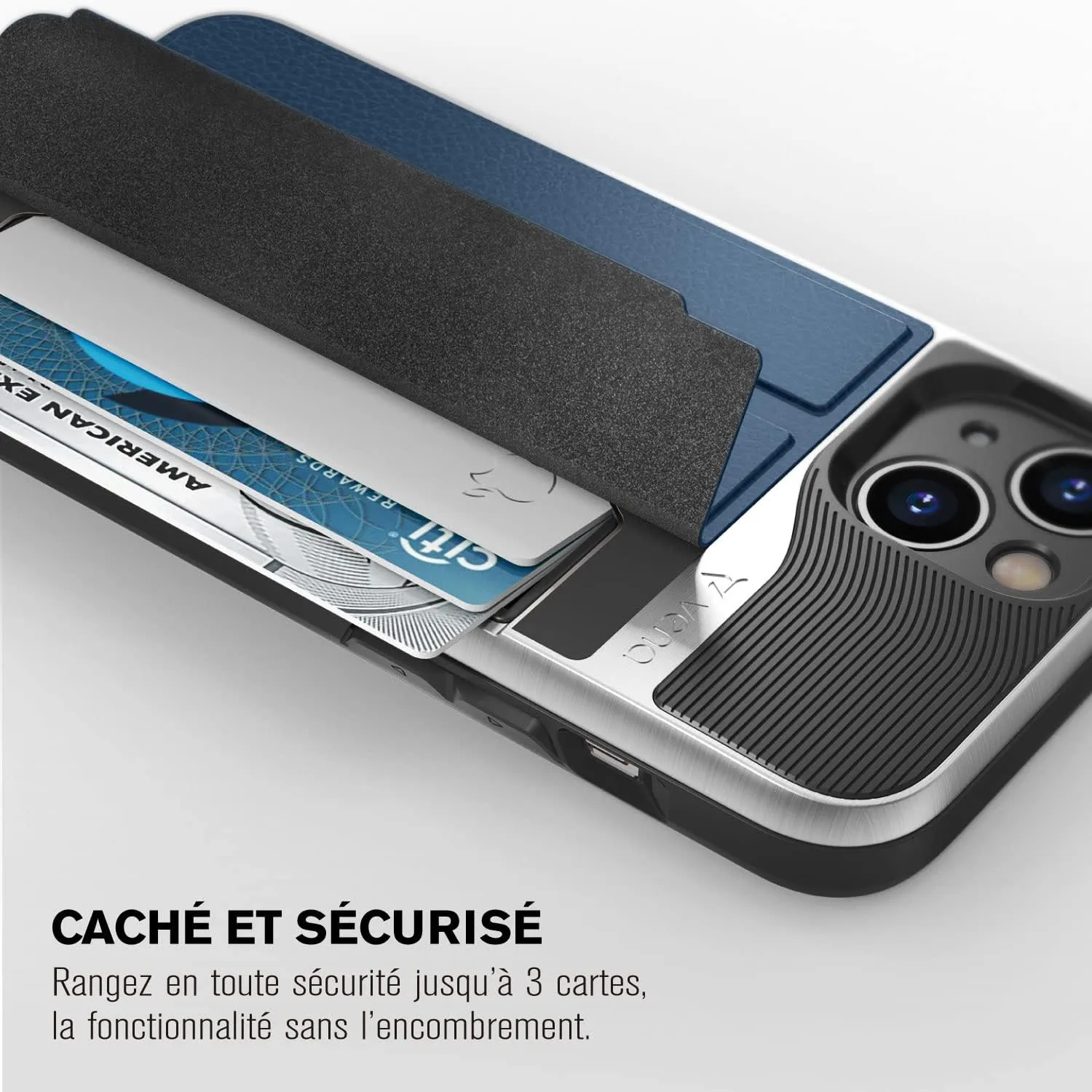 VENA Wallet Case Compatible with Apple iPhone 13 (6.1"-inch), vCommute (Military Grade Drop Protection) Flip Leather Cover Card Slot Holder with Kickstand (Blue)