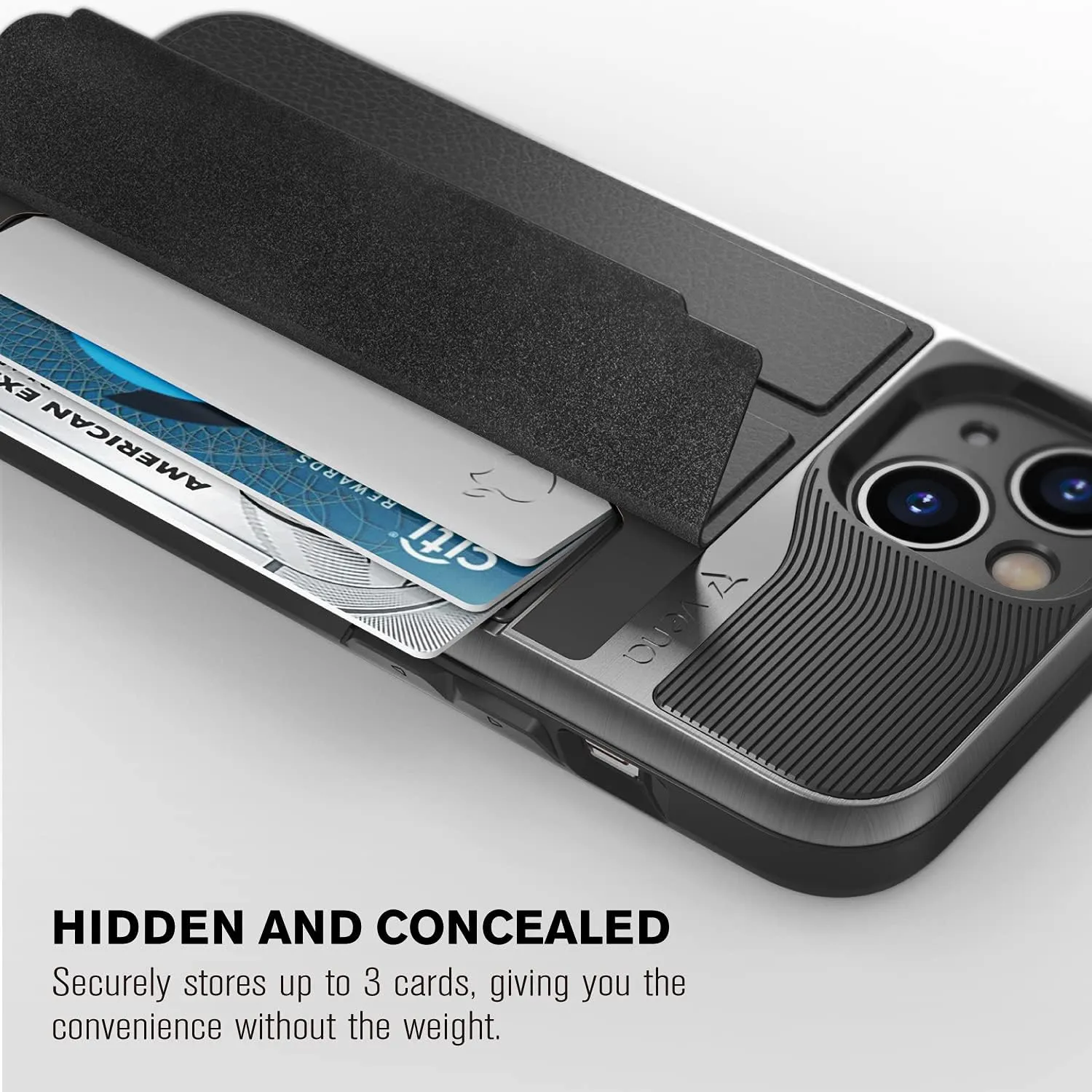 VENA Wallet Case Compatible with Apple iPhone 13 (6.1"-inch), vCommute (Military Grade Drop Protection) Flip Leather Cover Card Slot Holder with Kickstand (Space Gray)