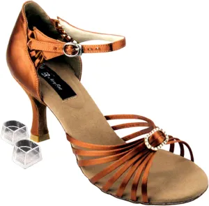 Very Fine Salsa Ballroom Tango Latin Dance Shoes CD2043 Bundle with Dance Shoe Heel Protectors 3" Heel