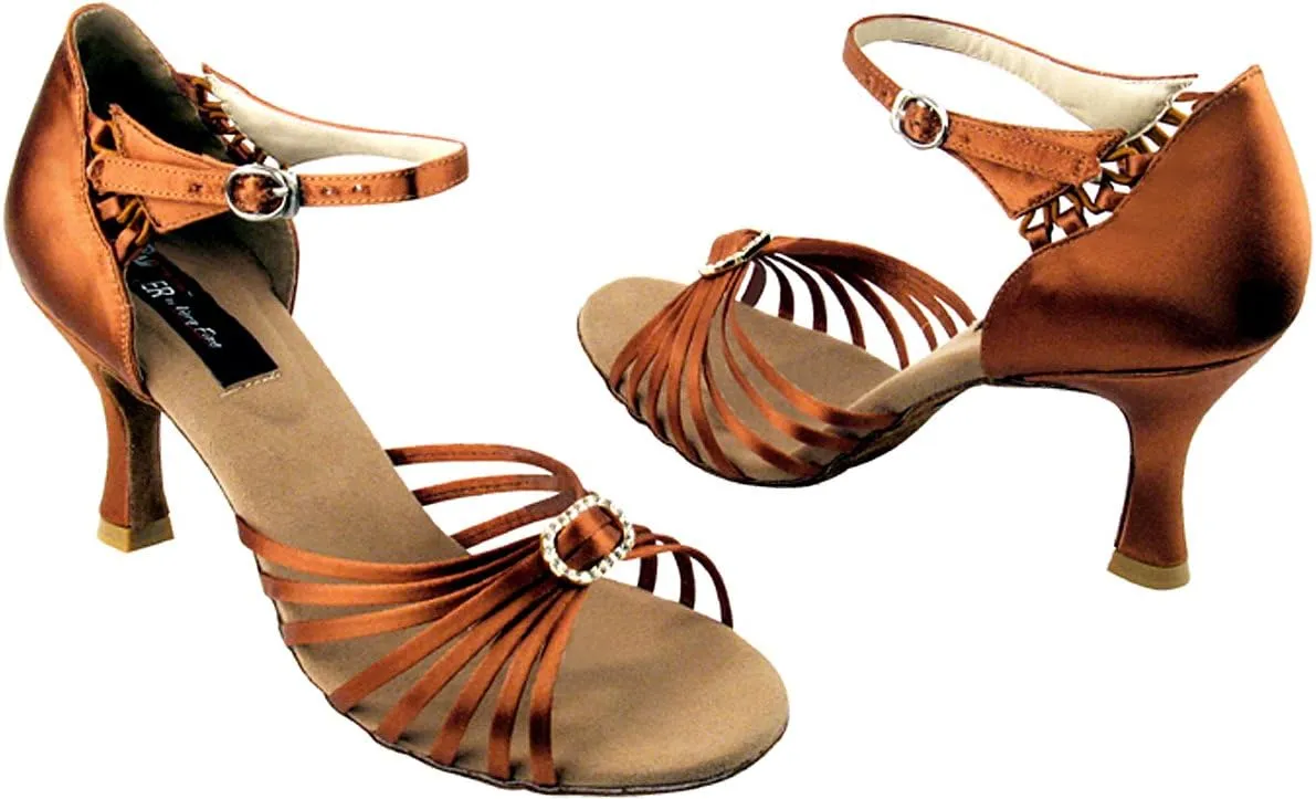 Very Fine Salsa Ballroom Tango Latin Dance Shoes CD2043 Bundle with Dance Shoe Heel Protectors 3" Heel