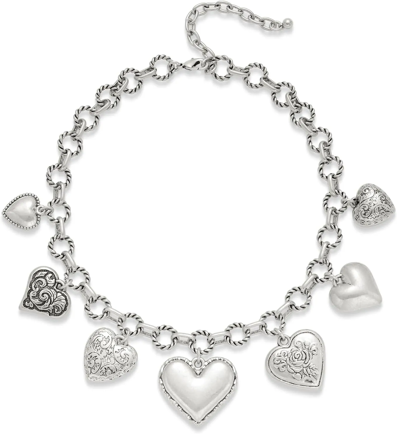 Vintage Heart Charm Necklaces for Women Matte Gold Charm Necklace Chunky Link Chain Necklace Fashion White Gold Heart Necklaces