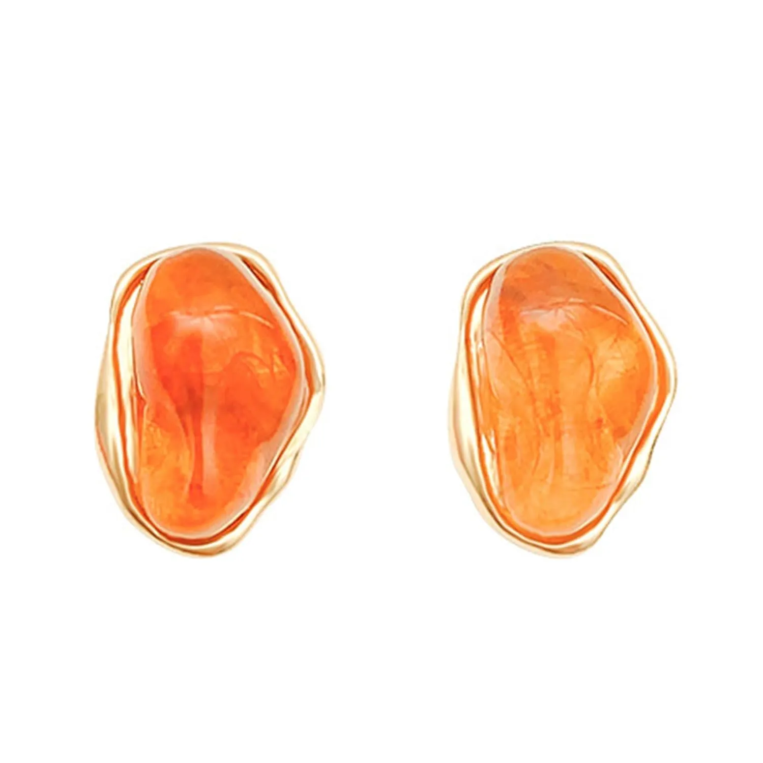 Vintage Natural Gem Stone Stud Earrings for Women Amber Natural Stone Earrings Transparent Irregular Crystal Rhinestone Earrings Gold Natural Stone Earrings Jewelry Gifts