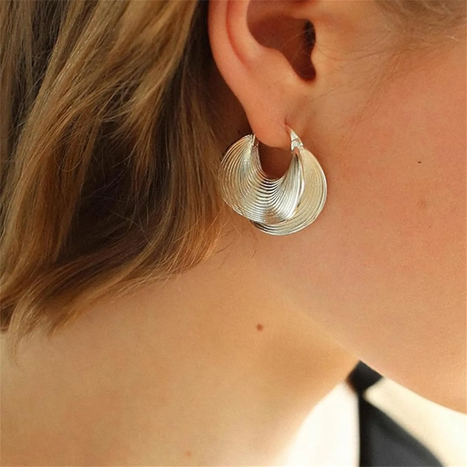 WCRAZYE 14K Gold Plated Dangle Earrings for Women - Retro Geometric Drop Statement Chunky Earrings - Dainty Small Lightweight Trendy Jewelry Gifts