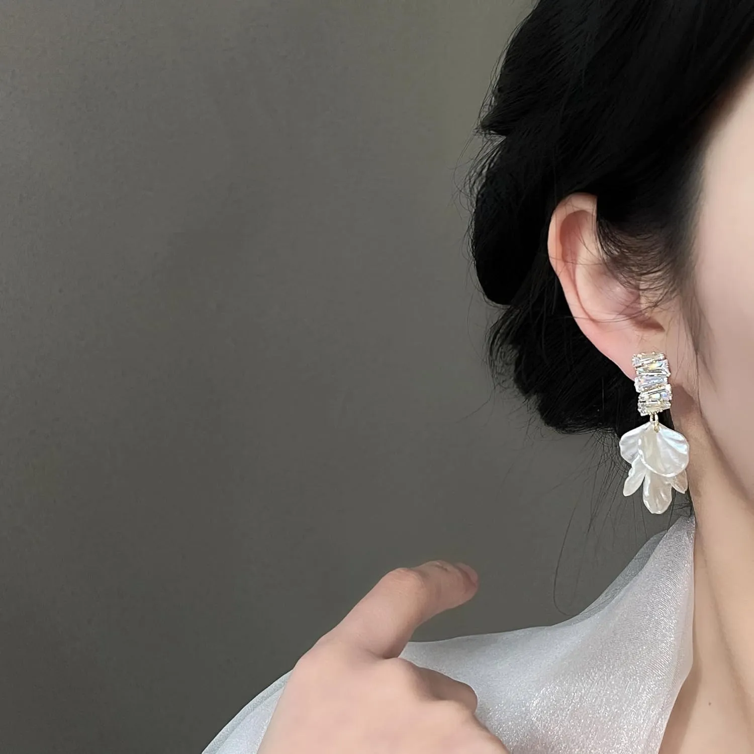 White Earrings Tassel Earrings for Women Clip On or Pierced Lightweight Dangle Earrings Beach Style 925 Silver Post Hypoallergenic Statement Jewelry Gift for Her