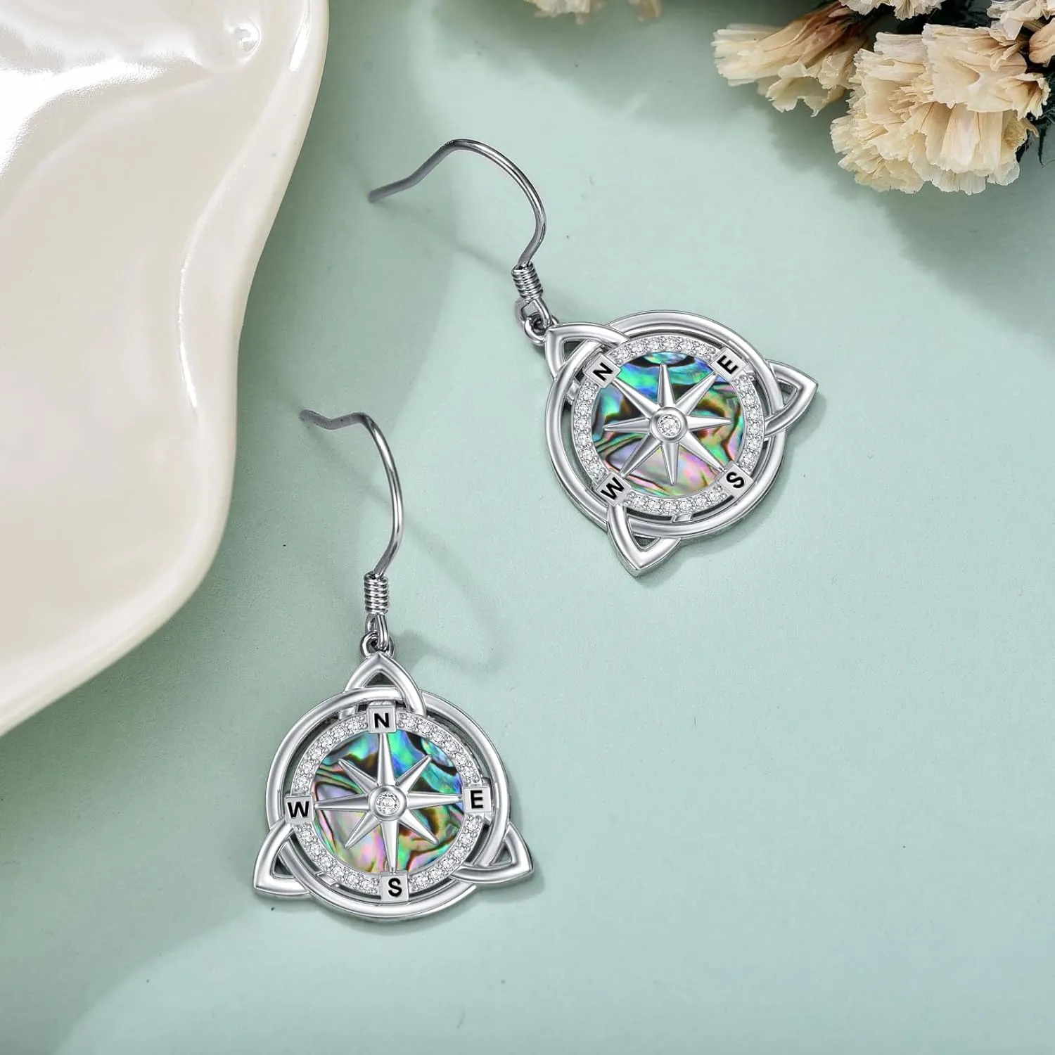 WINNICACA Tree of Life Earrings 925 Sterling Silver Abalone Shell Tree of Life Dangle Earrings Religion Jewelry Gifts for Women Christmas