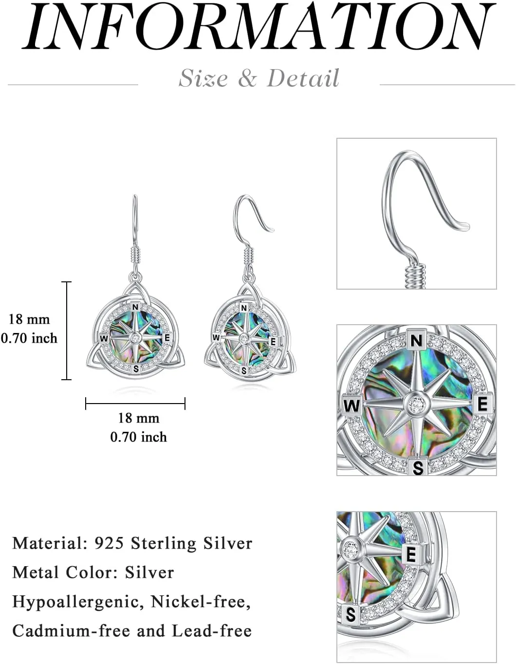 WINNICACA Tree of Life Earrings 925 Sterling Silver Abalone Shell Tree of Life Dangle Earrings Religion Jewelry Gifts for Women Christmas
