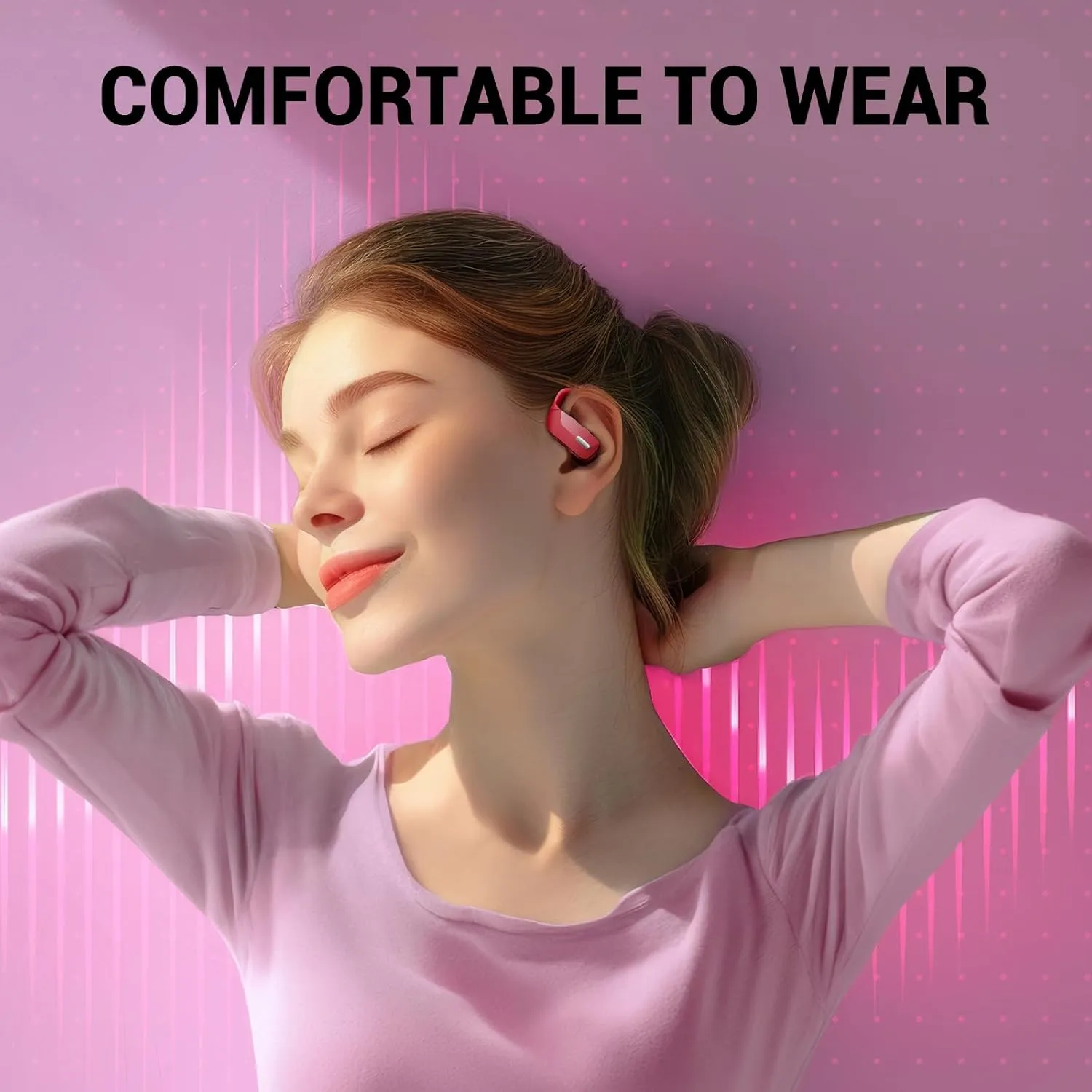 Wireless Earbuds with Earhooks 80Hrs Bluetooth Headphones Over-Ear ENC Noise Canceling Mic Earphones IP7 Waterproof Headset for Sports,Fitness,Workouts and Running Red