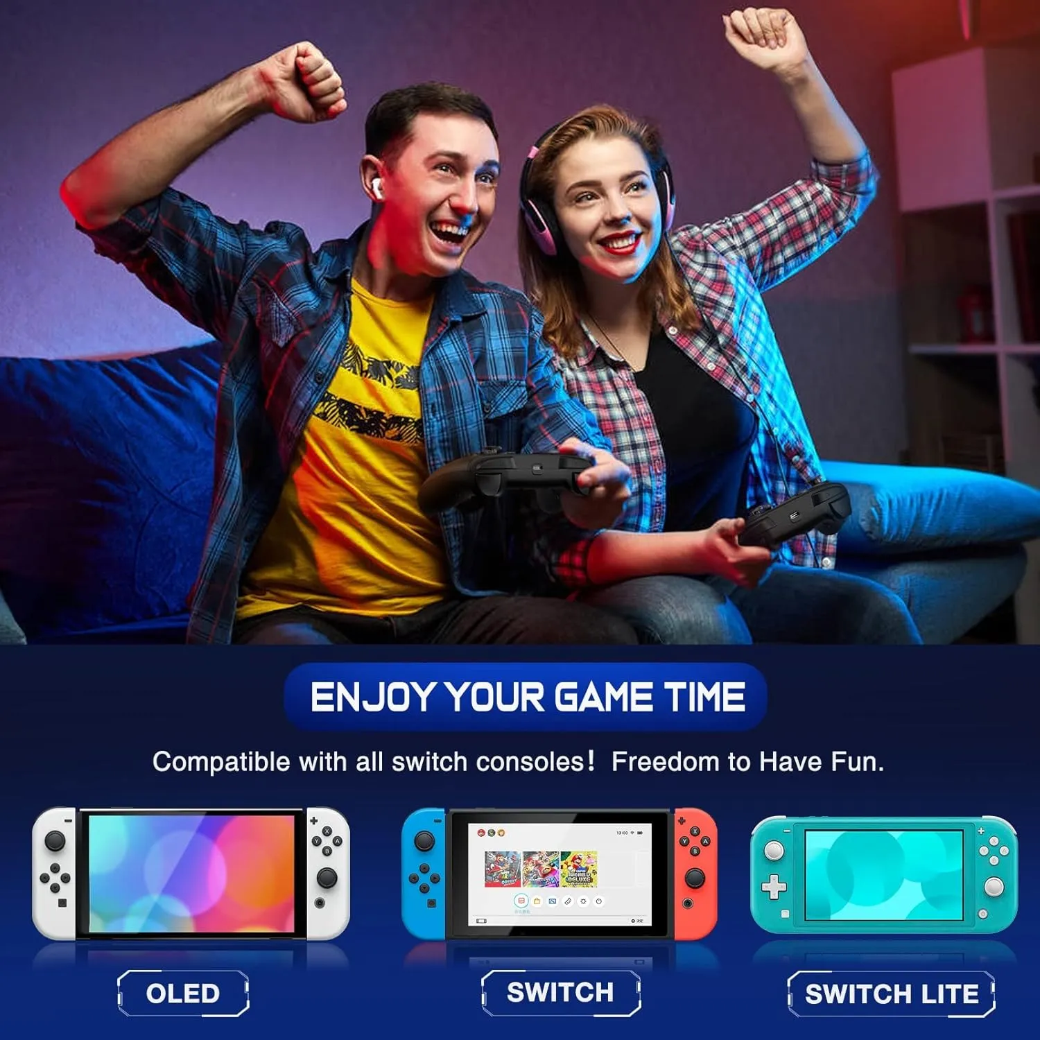 Wireless Switch Controller for Nintendo Switch/Lite/OLED Controller, Switch Controller with a Mouse Touch Feeling on Back Buttons, Extra Switch Pro Controller with Wake-up,Programmable, Turbo -Black