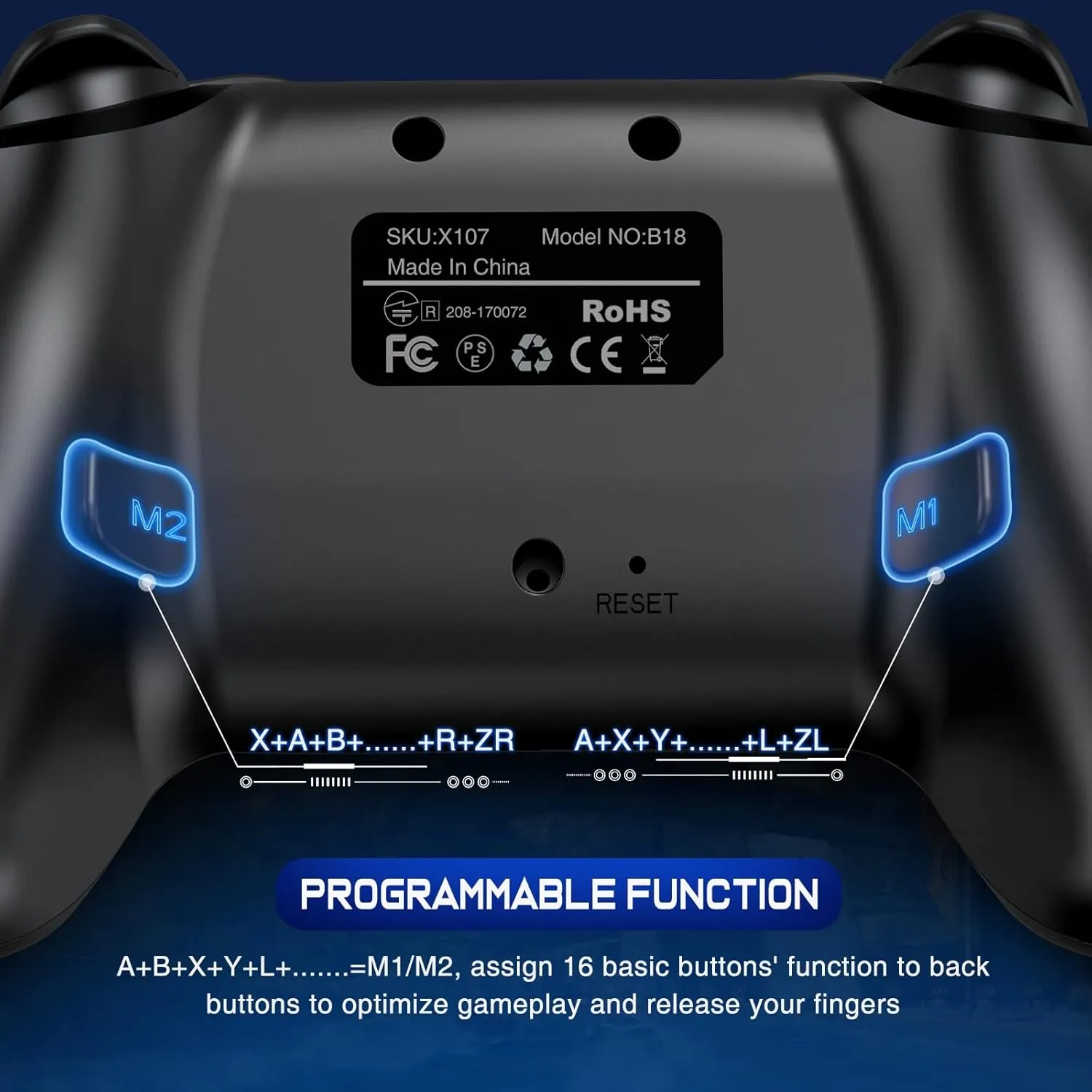 Wireless Switch Controller for Nintendo Switch/Lite/OLED Controller, Switch Controller with a Mouse Touch Feeling on Back Buttons, Extra Switch Pro Controller with Wake-up,Programmable, Turbo -Black