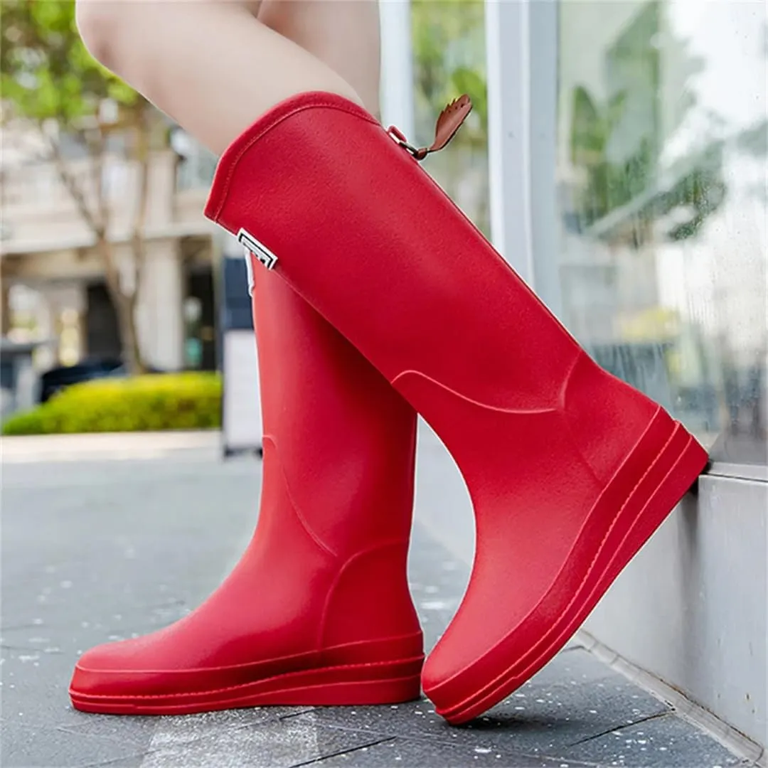Wjnvfioo Fashion Women's Long Tube Thick Bottom Non-Slip Rainy Season Outdoor Rain Boots Waterproof Rain Boots Work Rain Boots