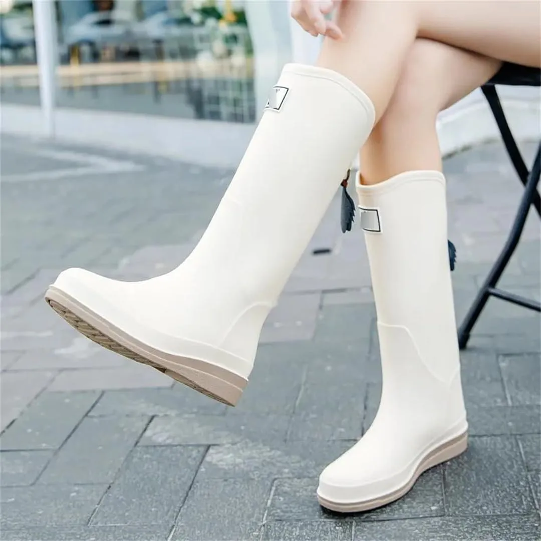 Wjnvfioo Fashion Women's Long Tube Thick Bottom Non-Slip Rainy Season Outdoor Rain Boots Waterproof Rain Boots Work Rain Boots