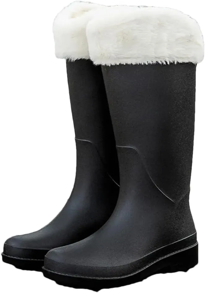 Wjnvfioo Fashion Women's Long Tube Thick Bottom Non-Slip Rainy Season Outdoor Rain Boots Waterproof Rain Boots Work Rain Boots