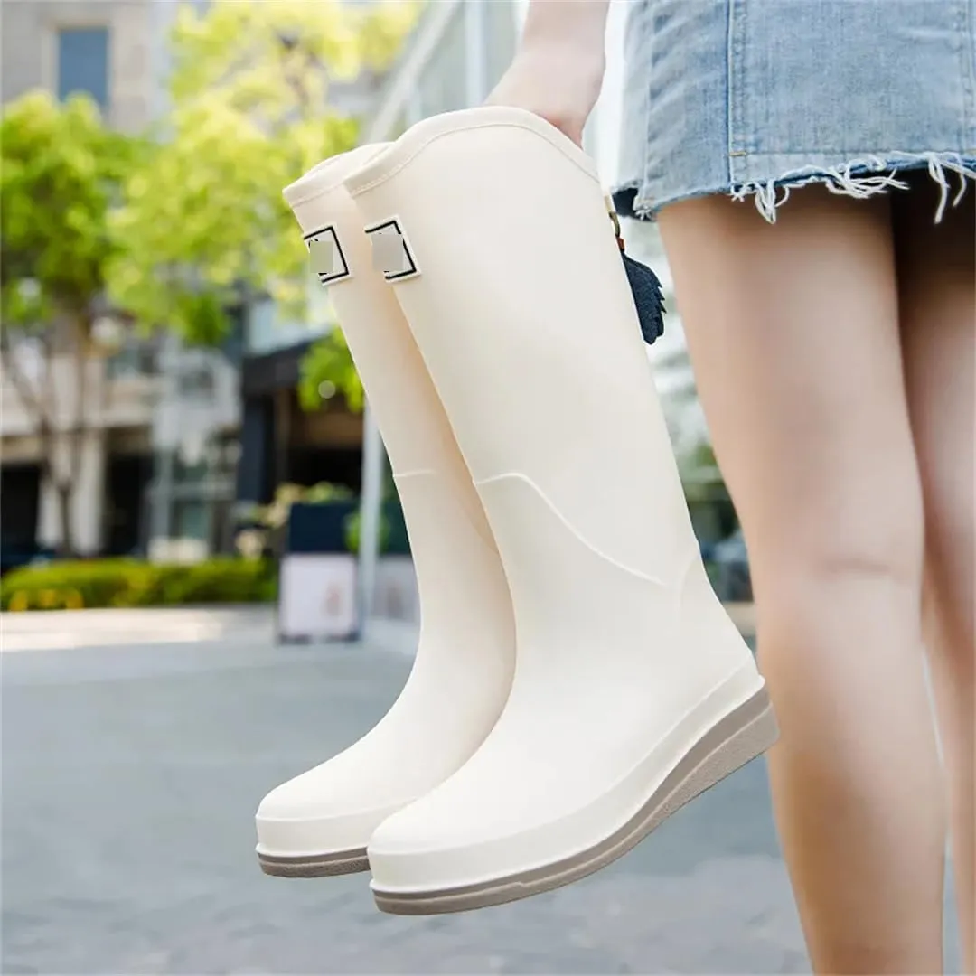 Wjnvfioo Fashion Women's Long Tube Thick Bottom Non-Slip Rainy Season Outdoor Rain Boots Waterproof Rain Boots Work Rain Boots