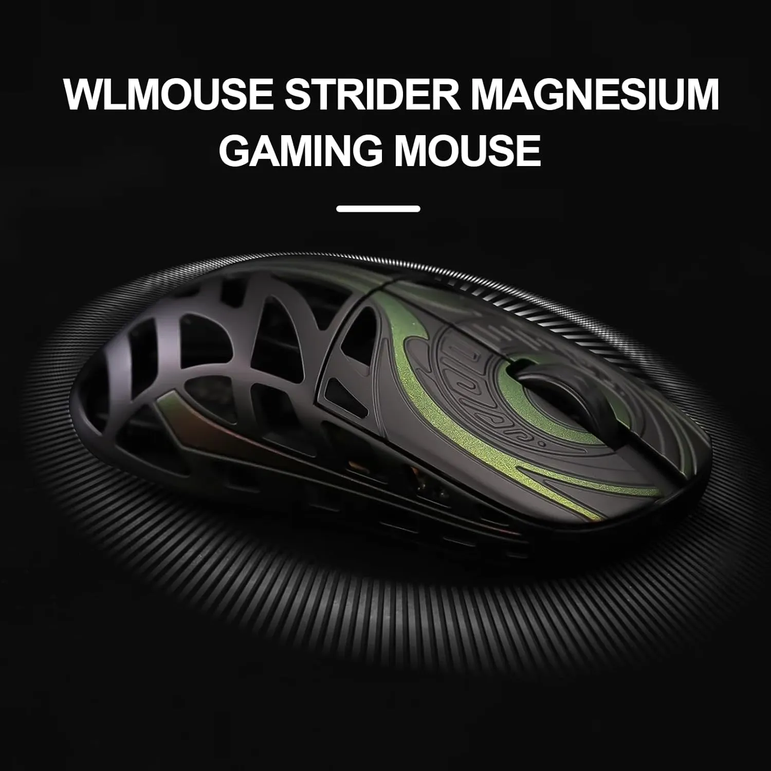 WLMOUSE Strider Magnesium Gaming Mouse 45g Superlight Magnesium Alloy Wireless Gaming Mouse, 125-8000Hz (Adjustable) Wireless Polling Rate, PAW 3950 HS Sensor, for PC/Laptop/Mac(Strider OM-Gold)