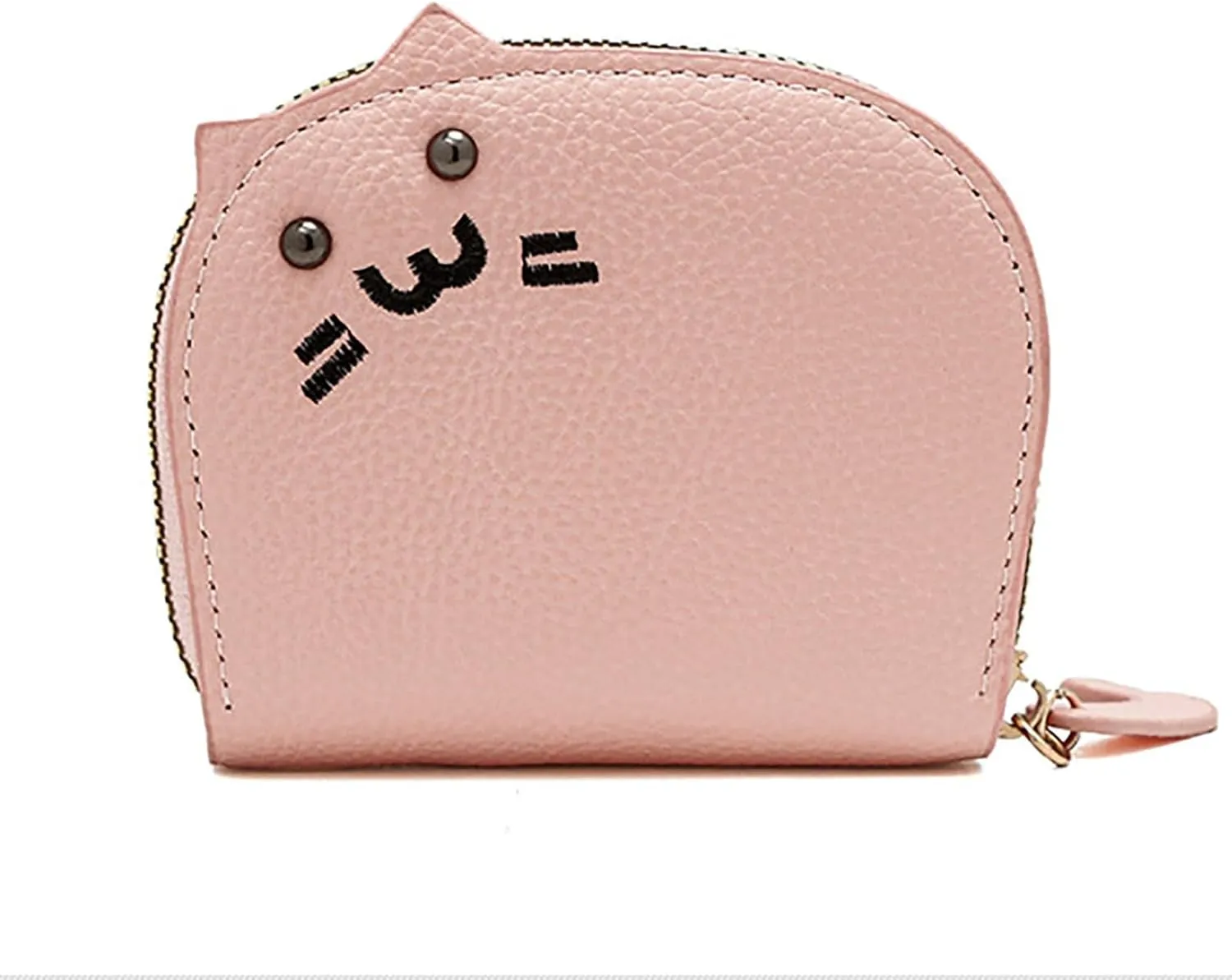 Women Cute Cat Purse Mini Zipper Credit Card Cases Leather Small Wallet Key Vegetable Tanned Leather Wallet Natural (One Size)