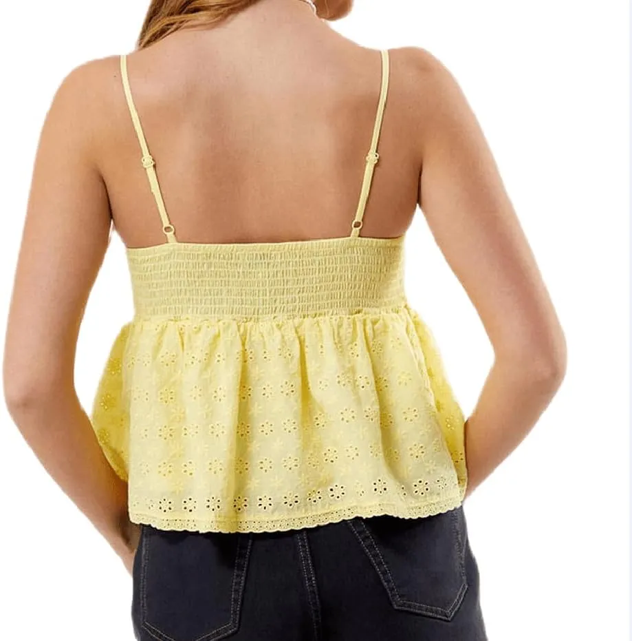 Women Floral Print Tie Shoulder Tank Tops Y2k Frill Shirred Ruffle Hem Cami Shirt Cute Smocked Cami Tops