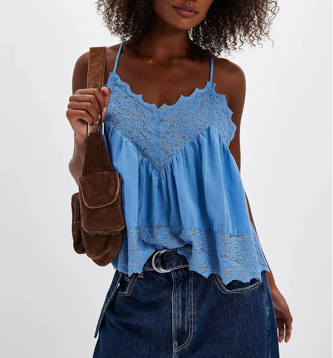 Women Lace Trim Tank Top Sexy Sleeveless Backless Flowy Cami Shirt Cross Criss Straps Camisoles Y2K Going Out Tops