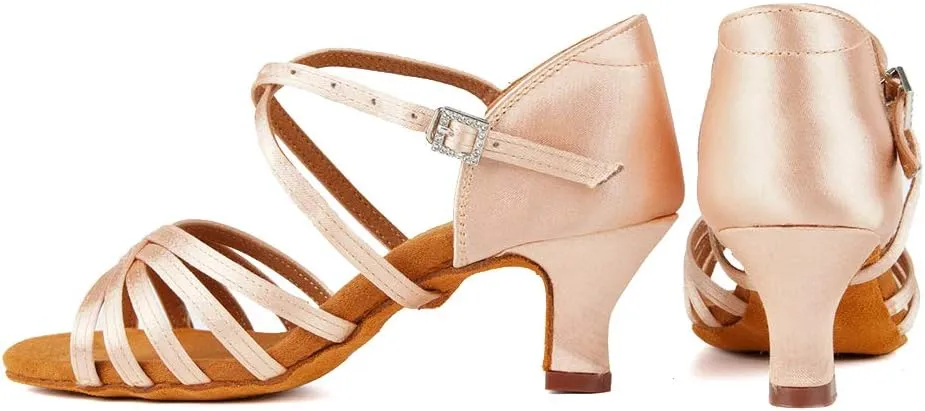 Women Latin Dance Shoes Ballroom Party Salsa Dance Practice Performance Shoes High Heel 213