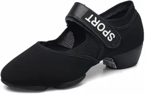 Women Latin Dance Shoes, Closed Toe Tango Ballroom Salsa Shoes Ladies Ankle Strap Dancing Shoes