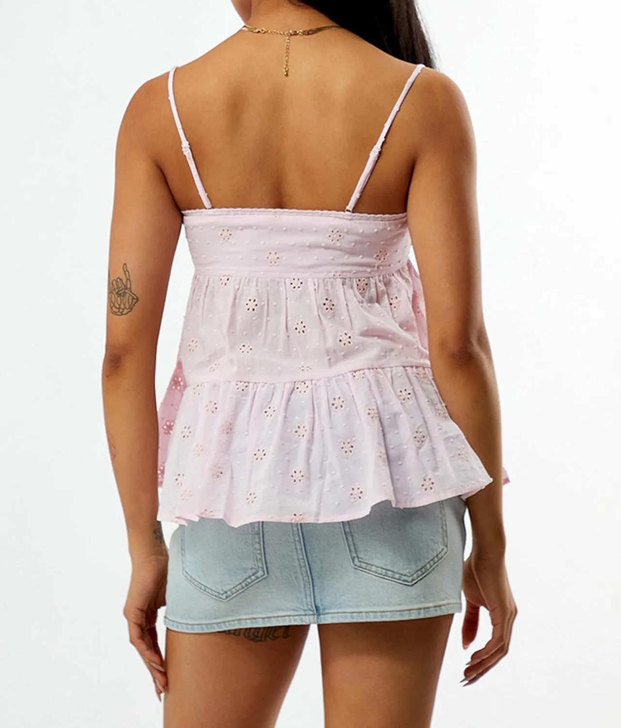 Women Teens Cute Babydoll Tops Y2k Floral Lace Trim Camisole Ruffle Tank Top Summer Flowy Peplum Top Streetwear