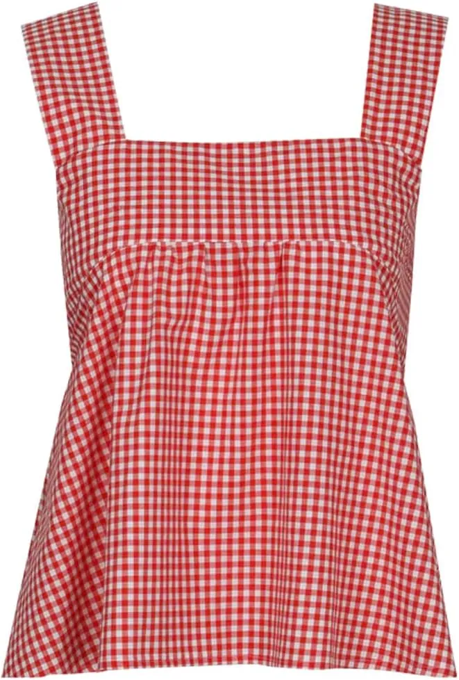 Women Y2k Gingham Tank Top Sleeveless Square Neck Plaid Tank Top Tie Back Ruffle Hem Peplum Tops Summer Streetwear