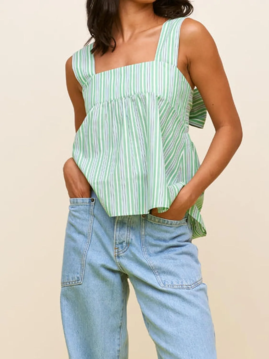 Women Y2k Gingham Tank Top Sleeveless Square Neck Plaid Tank Top Tie Back Ruffle Hem Peplum Tops Summer Streetwear