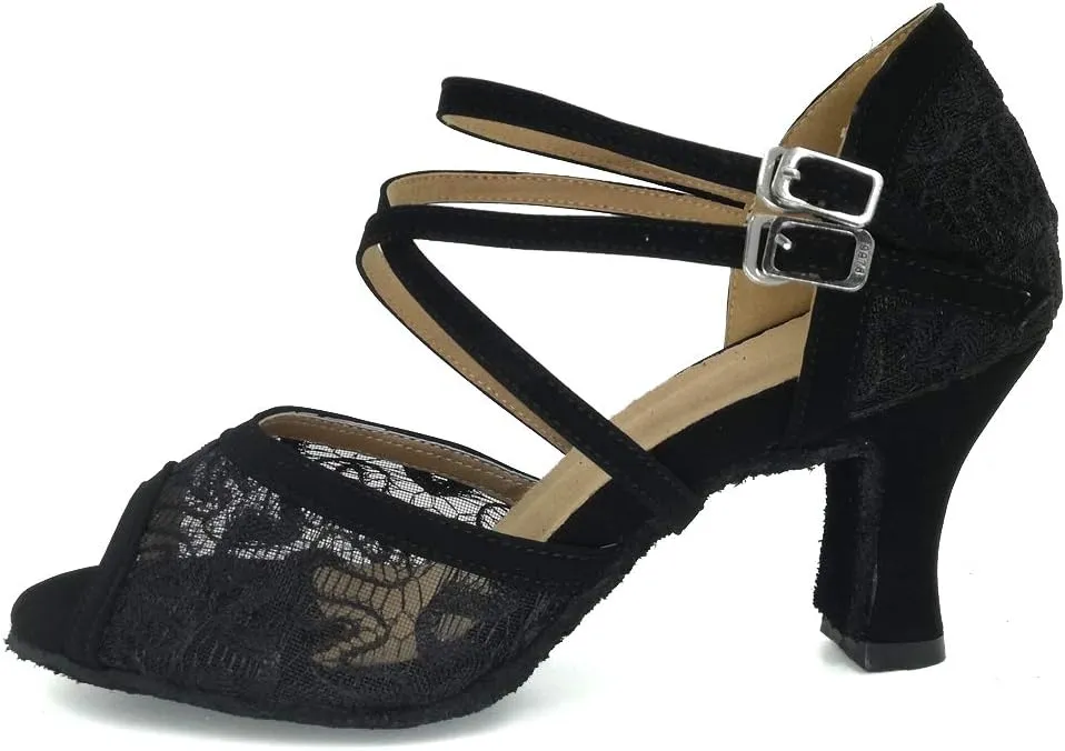 Women's 1920s Lace Party Wedding Shoes Practice Ballroom Dance Shoes