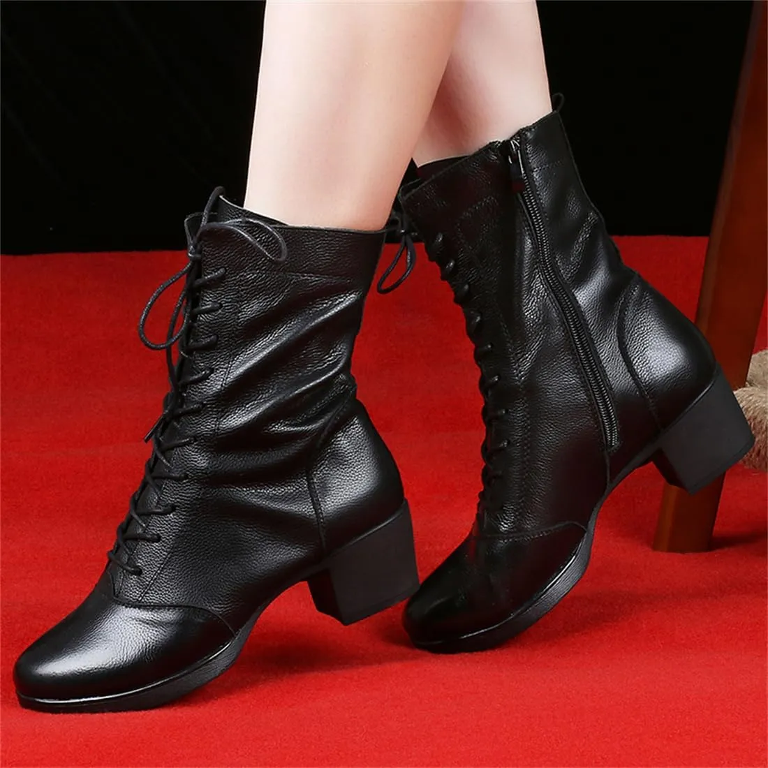 Women's Ballroom Damce Shoes Casual Split Sole Latin Tango Morden Shoes Ladies Chunky Heels Dance Shoes