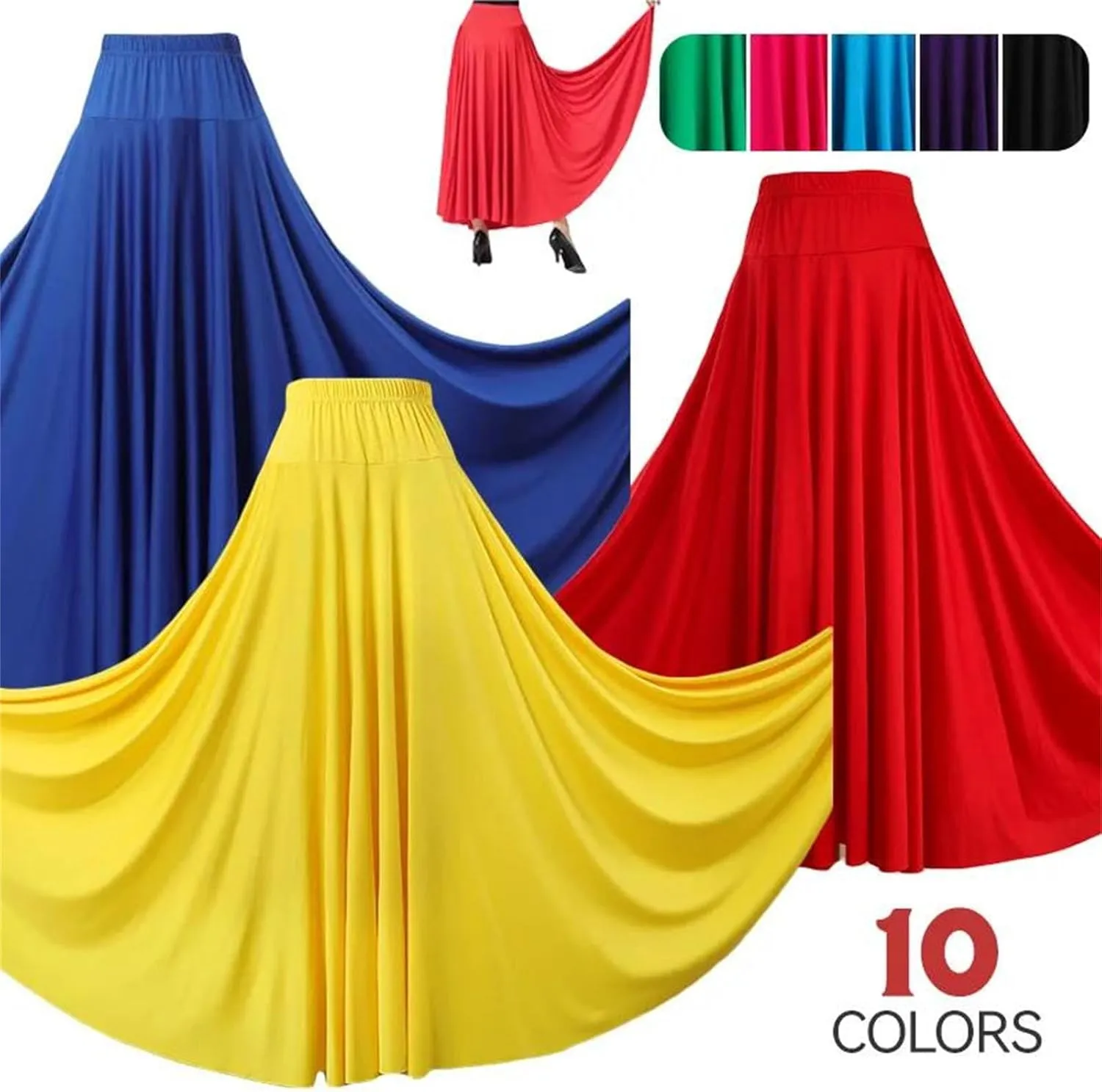 Women's Ballroom Swing Skirt, 10 Colors Pleated Dance