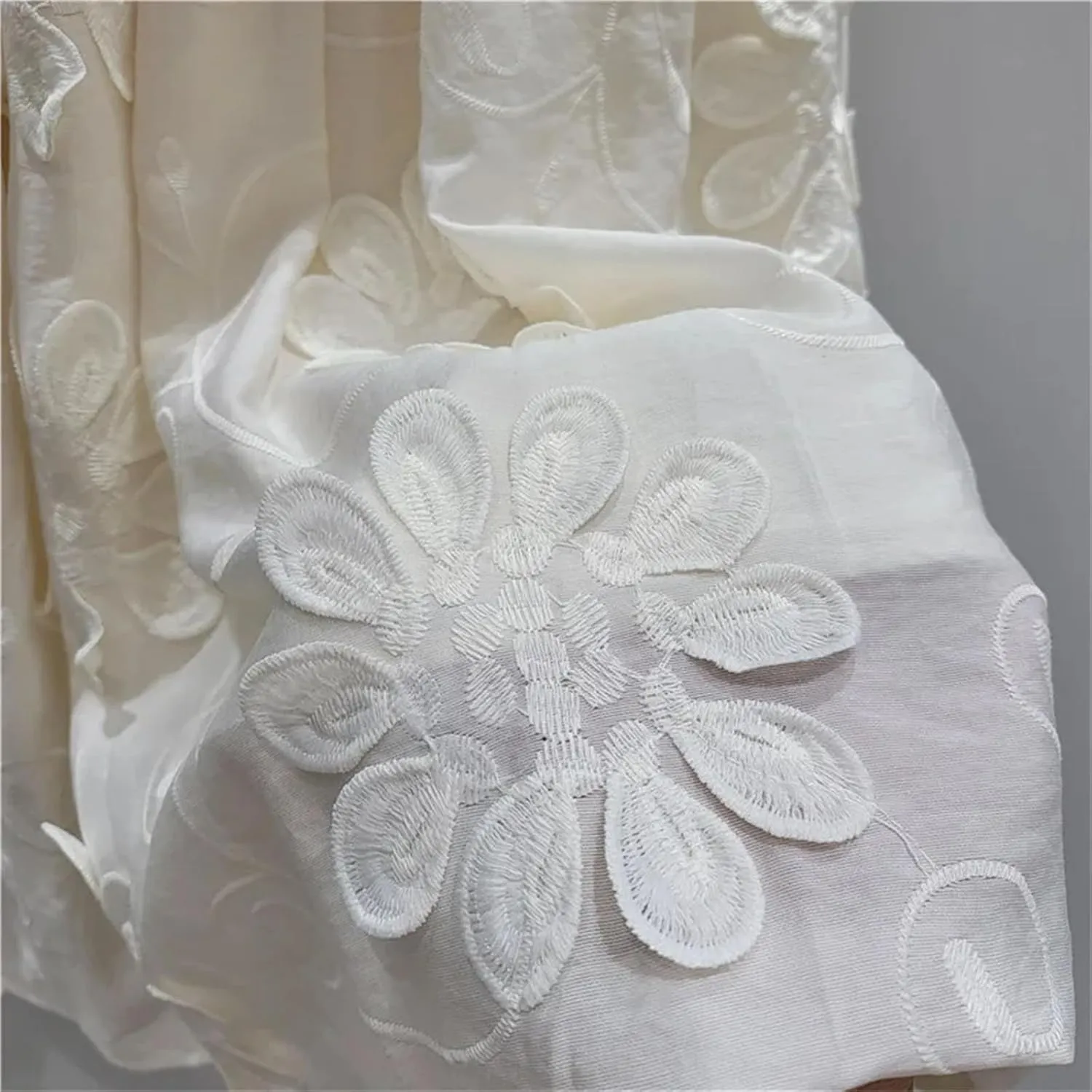 Women's Embroidered 3D Floral Skirt, Solid Color A-Line Elastic Waist Maxi Skirt