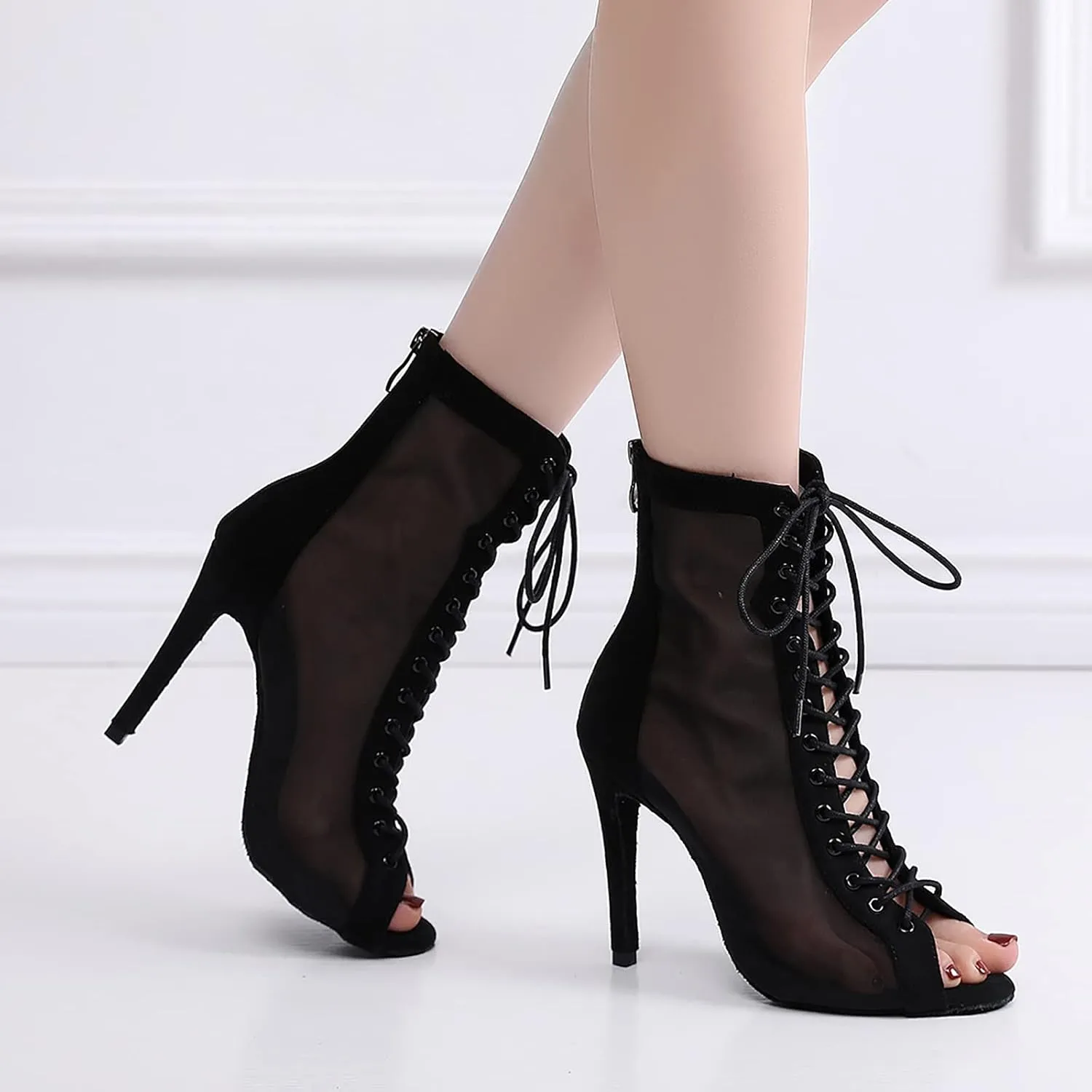 Womens Latin Dance Shoes Performance Professional Ballroom Salsa Dancing Shoes Wedding Party Boots Practice Boots