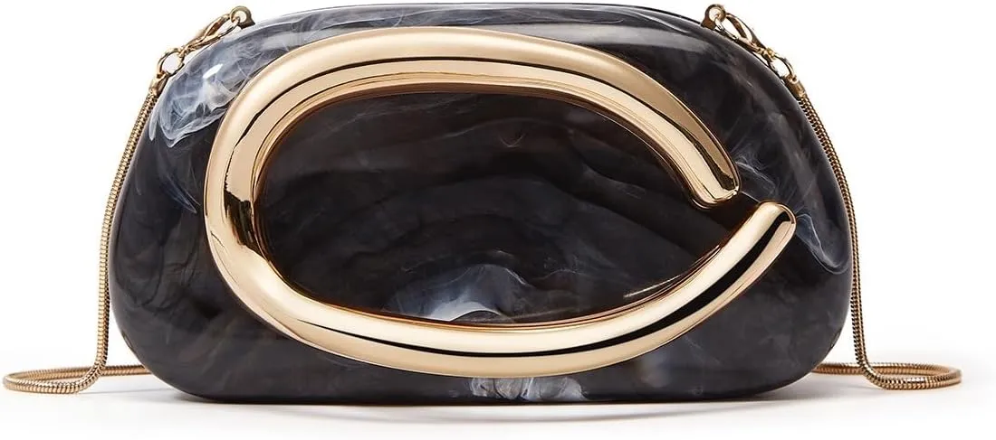 Women's Leather Evening Clutch Purse Crossbody Bag Trendy Wedding Party Clutch, Detachable Strap for Bridesmaid Cocktail