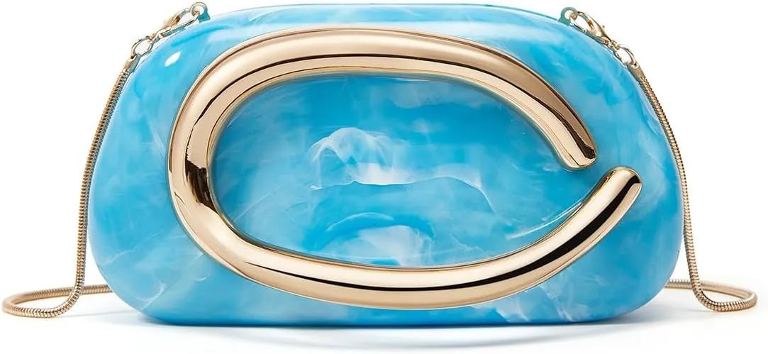 Women's Leather Evening Clutch Purse Crossbody Bag Trendy Wedding Party Clutch, Detachable Strap for Bridesmaid Cocktail