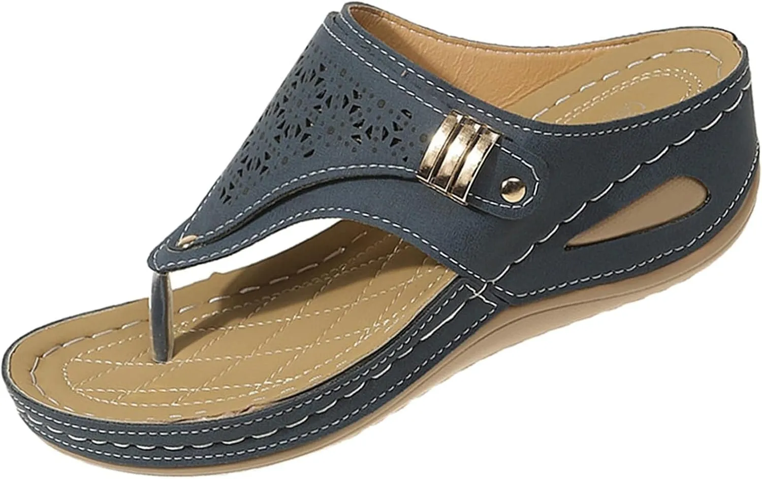 Womens Orthopedic Sandals Breathable Mesh Arch Support Platform Wedges Comfortable Flip Flops Slip on Sandal
